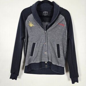 Stussy Shawl Collar Embroidered Mens Medium Long Sleeve Button Cardigan Sweater